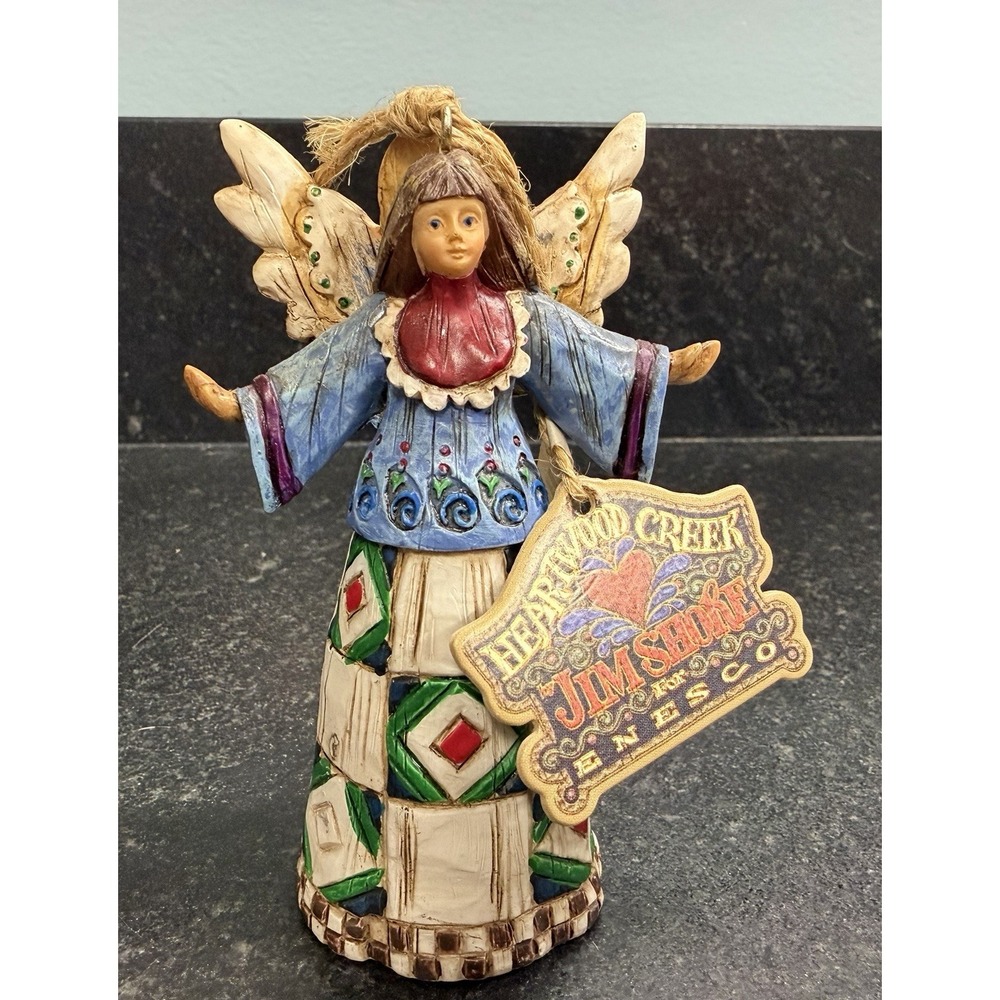 Jim Shore Heartwood Creek Country Angel Ornament 2002 Enesco B107462 4" w/ Tags